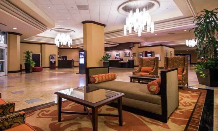 Lobby area perfect as workspace at the DoubleTree by Hilton Modesto.