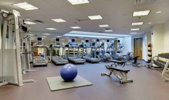 Fully equipped fitness center at the Hilton Bellevue.