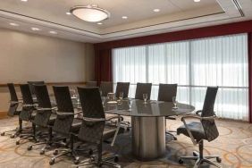 Meeting room with round table at the Hilton Baltimore BWI Airport.