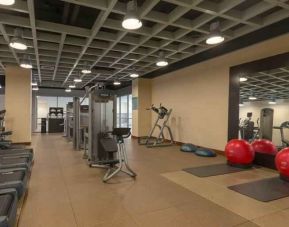 Fitness center with treadmills at the Hilton Baltimore BWI Airport.