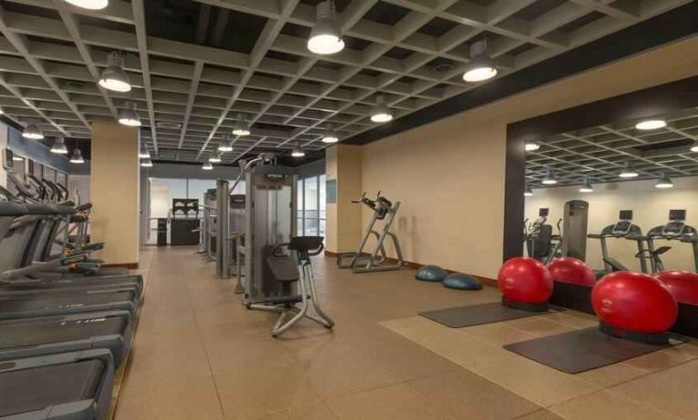 Fitness center with treadmills at the Hilton Baltimore BWI Airport.