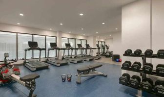 Fully equipped fitness center at the DoubleTree by Hilton Canton Downtown.