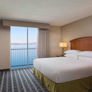 King room with harbour view at the Embassy Suites by Hilton San Francisco Airport Waterfront.