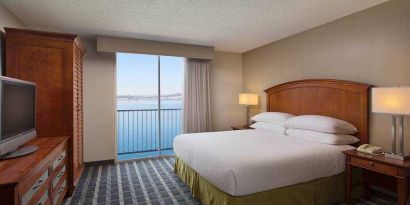 King room with harbour view at the Embassy Suites by Hilton San Francisco Airport Waterfront.