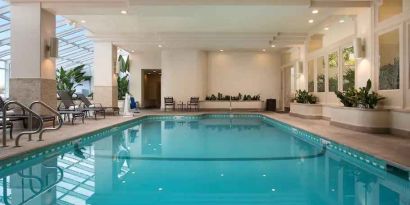 Relaxing indoor pool at the Embassy Suites by Hilton San Francisco Airport.