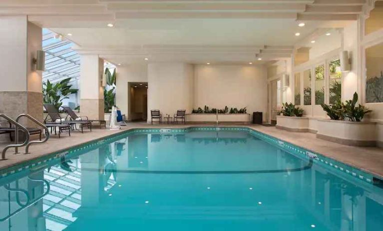 Relaxing indoor pool at the Embassy Suites by Hilton San Francisco Airport.