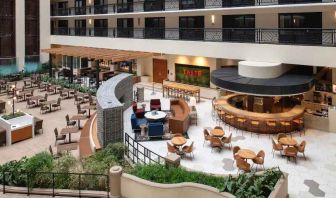 Spacious and comfortable hotel area perfect as workspace at the Embassy Suites by Hilton San Francisco Airport.