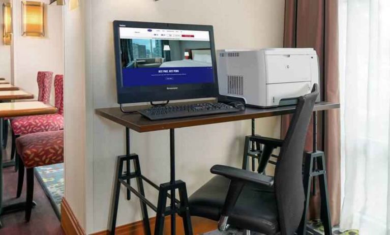 Working station with computer and printer at the Hampton Inn Springfield South Enfield.