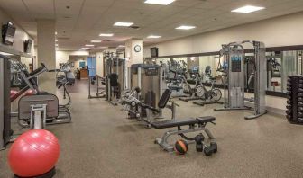 Fully equipped fitness center at the Hilton Omaha.