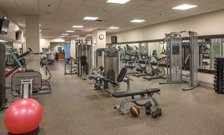 Fully equipped fitness center at the Hilton Omaha.