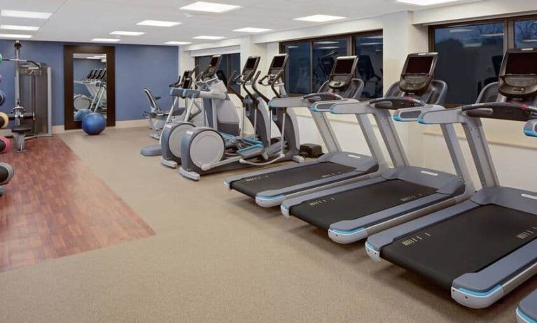 Fully equipped fitness center at the Hilton Nashville Airport.