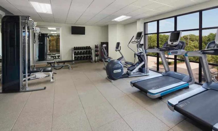 Fully equipped fitness center at the DoubleTree by Hilton Myrtle Beach.