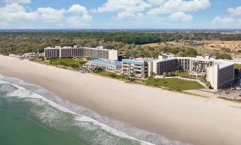 Stunning aerial view of the beach at the DoubleTree by Hilton Myrtle Beach.