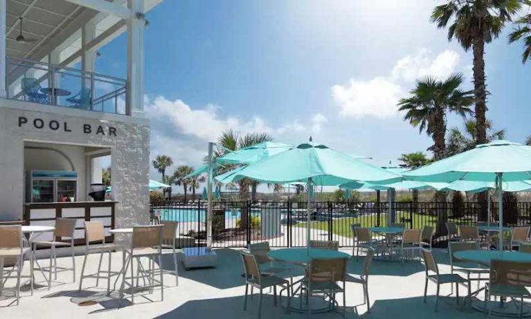 Beautiful outdoor patio perfect as workspace at the DoubleTree by Hilton Myrtle Beach.