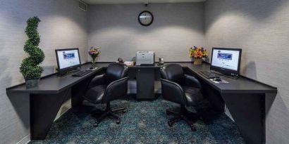 dedicated work area and business center at Hampton Inn San Francisco Airport.