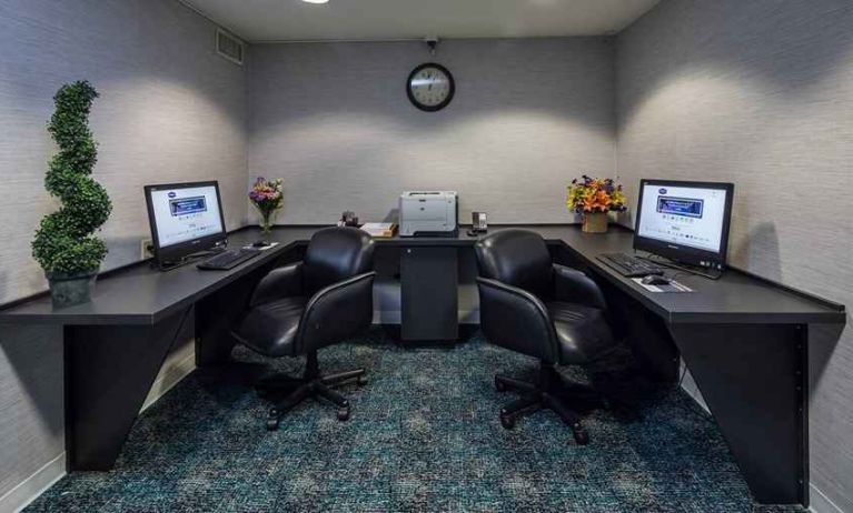 dedicated work area and business center at Hampton Inn San Francisco Airport.