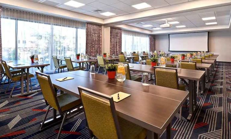 well-equipped conference room at Hampton Inn & Suites Las Vegas Convention Center.