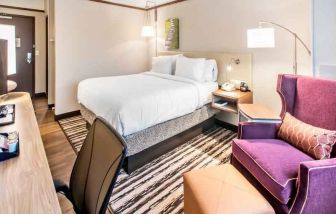 Desk, sofa and king size bed in a king bedroom at the Hilton Garden Inn Minneapolis Airport Mall of America.