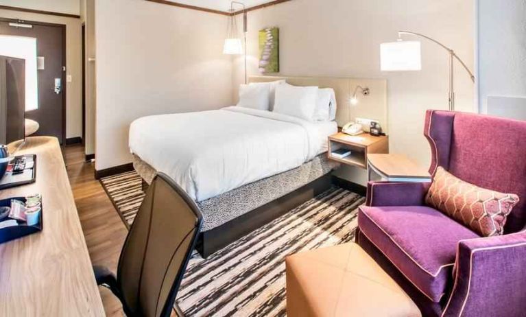 Desk, sofa and king size bed in a king bedroom at the Hilton Garden Inn Minneapolis Airport Mall of America.