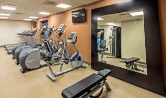 Fitness center with treadmills and mirror at the Hilton Garden Inn Minneapolis Airport Mall of America.