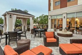 Beautiful outdoor patio perfect as workspace at the Hilton Garden Inn Minneapolis Airport Mall of America.