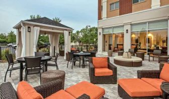 Beautiful outdoor patio perfect as workspace at the Hilton Garden Inn Minneapolis Airport Mall of America.