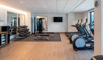 Well-equipped fitness center at at Hilton Garden Inn Austin University.