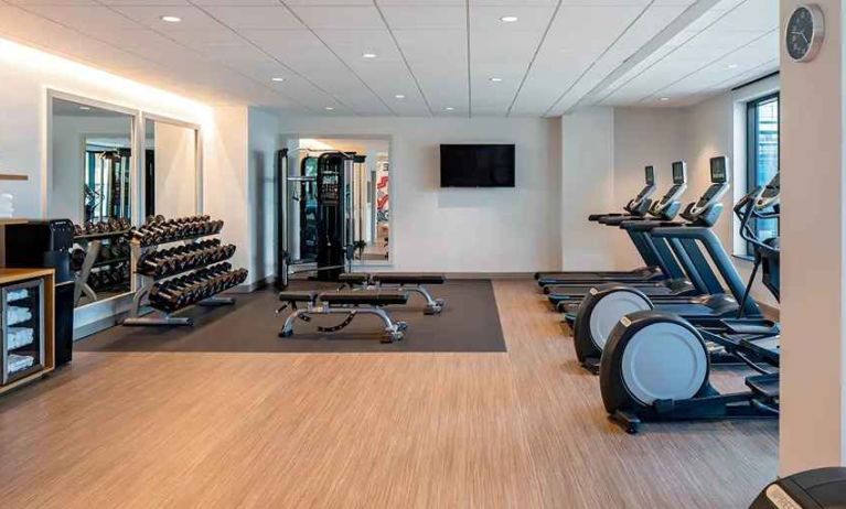 well-equipped fitness center at at Hilton Garden Inn Austin University.