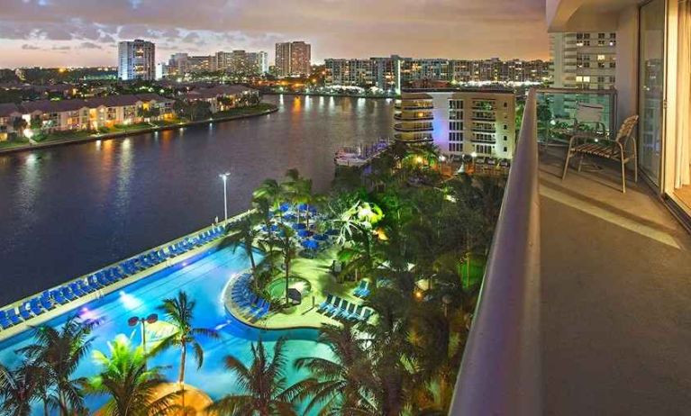 beautiful outdoor pool situated along the river at DoubleTree Resort by Hilton Hollywood Beach.