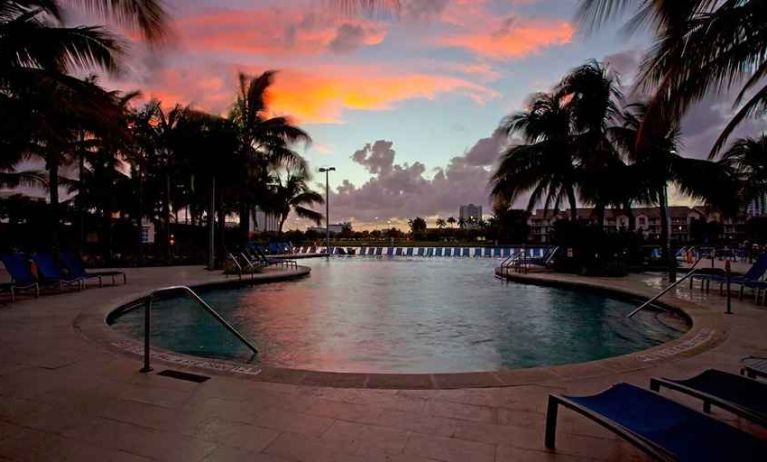 beautiful outdoor pool situated along the river at DoubleTree Resort by Hilton Hollywood Beach.