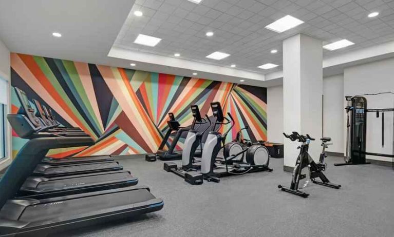 Fitness center with treadmills at the Hilton Garden Inn Houston Medical Center, TX.