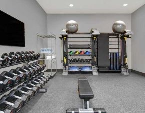 Fitness center with treadmills at the Home2 Suites by Hilton Houston Medical Center.
