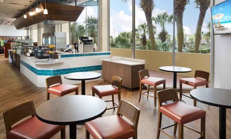 restaurant area perfect as a workspace at Hilton Myrtle Beach Resort.