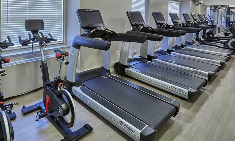 well-equipped fitness center at Hilton Milwaukee City Center.