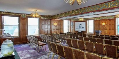 Professional conference room at Hilton Milwaukee City Center.