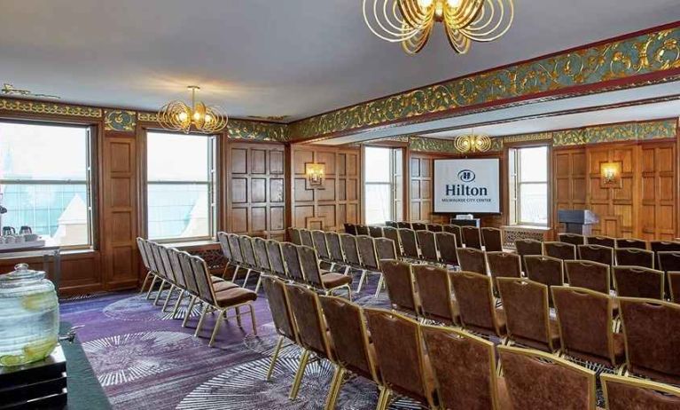 professional conference room at Hilton Milwaukee City Center.