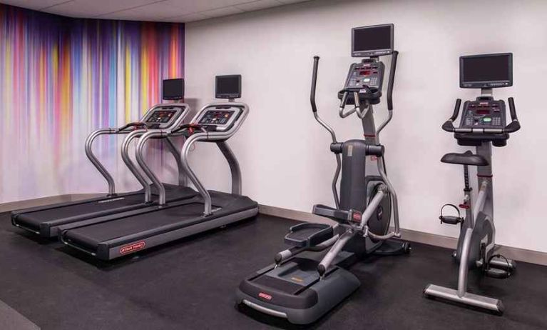 well-equipped fitness center at Hilton Garden Inn Kansas City Airport.