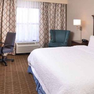 delux king room with TV and work desk at Hampton Inn & Suites Pueblo-Southgate.