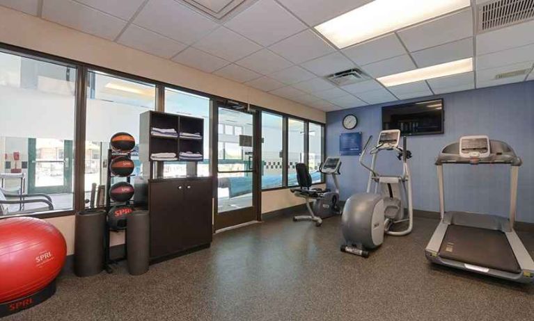 Well-equipped fitness center at Hampton Inn & Suites Pueblo-Southgate.