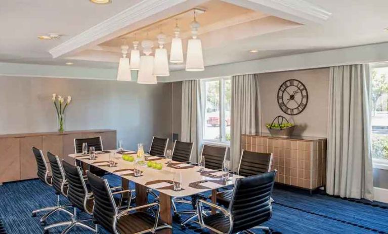 Small meeting room with table and chairs at the Hilton Wilmington-Christiana.