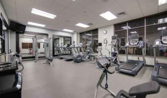 Fully equipped fitness center at the Hilton Garden Inn Fort Worth Medical Center.