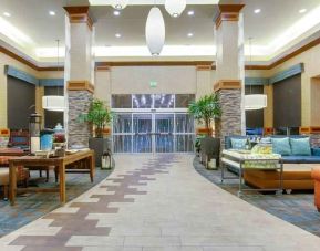 Spacious hotel lobby suitable as workspace at the Hilton Garden Inn Fort Worth Medical Center.