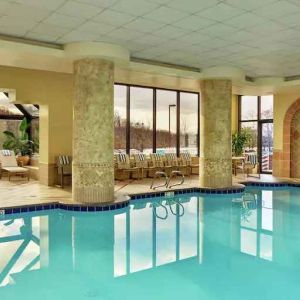 Beautiful indoor pool at the Embassy Suites by Hilton Tysons Corner.