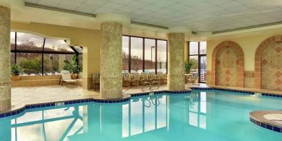 Beautiful indoor pool at the Embassy Suites by Hilton Tysons Corner.