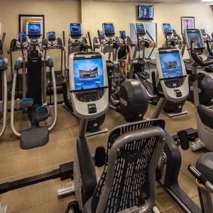 well-equipped fitness center at Hilton Anatole.