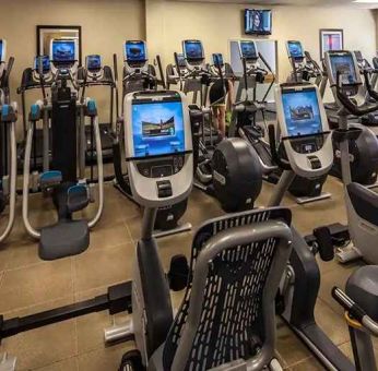 well-equipped fitness center at Hilton Anatole.