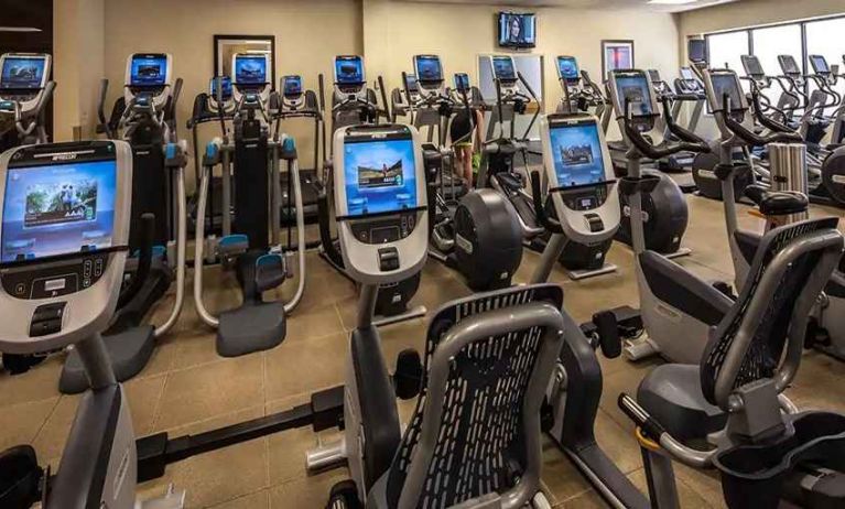 well-equipped fitness center at Hilton Anatole.