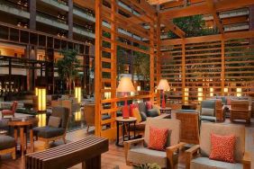 comfortable lobby lounge area ideal for coworking at Hilton Anatole.