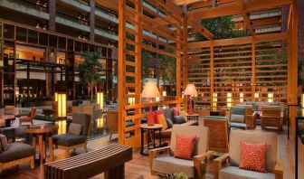 comfortable lobby lounge area ideal for coworking at Hilton Anatole.