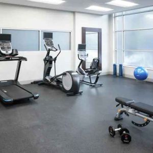 Fitness center with treadmills at the Hampton Inn & Suites Memphis-Beale Street.